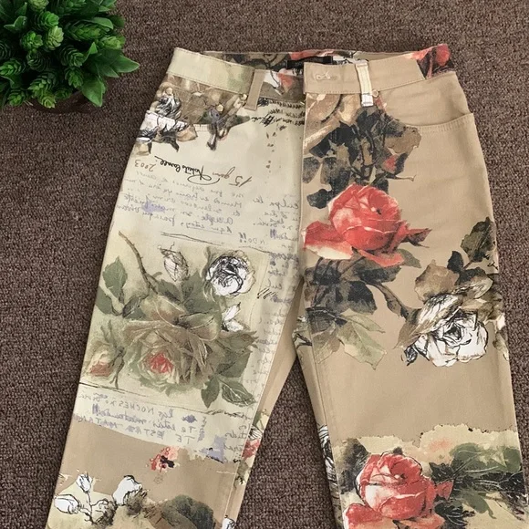 Roberto Cavalli Floral and letters Vintage Straight pants made in Italy - Picture 4 of 16